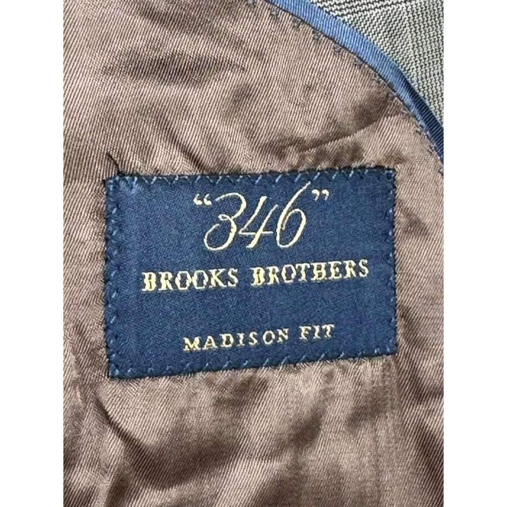 Brooks Brothers 346 Blazer Mens 46L Brown Wool Glen Plaid Sport Coat B8